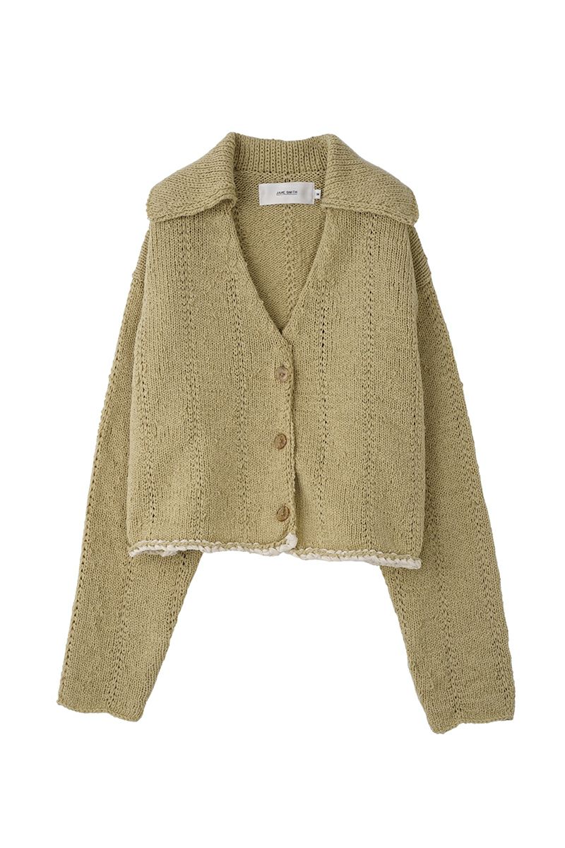 JANE SMITH(ジェーンスミス)3G SPREAD COLLAR CROPPED CARDIGAN スプレッドカラー クロップド カーディガン 23WKN-#127L -1