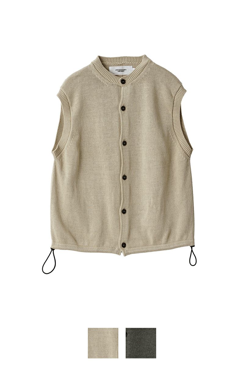 JANE SMITH(ジェーンスミス)7G CREW NECK FRONT BUTTON VEST クルーネックフロントボタンベスト 24SKN-#241S