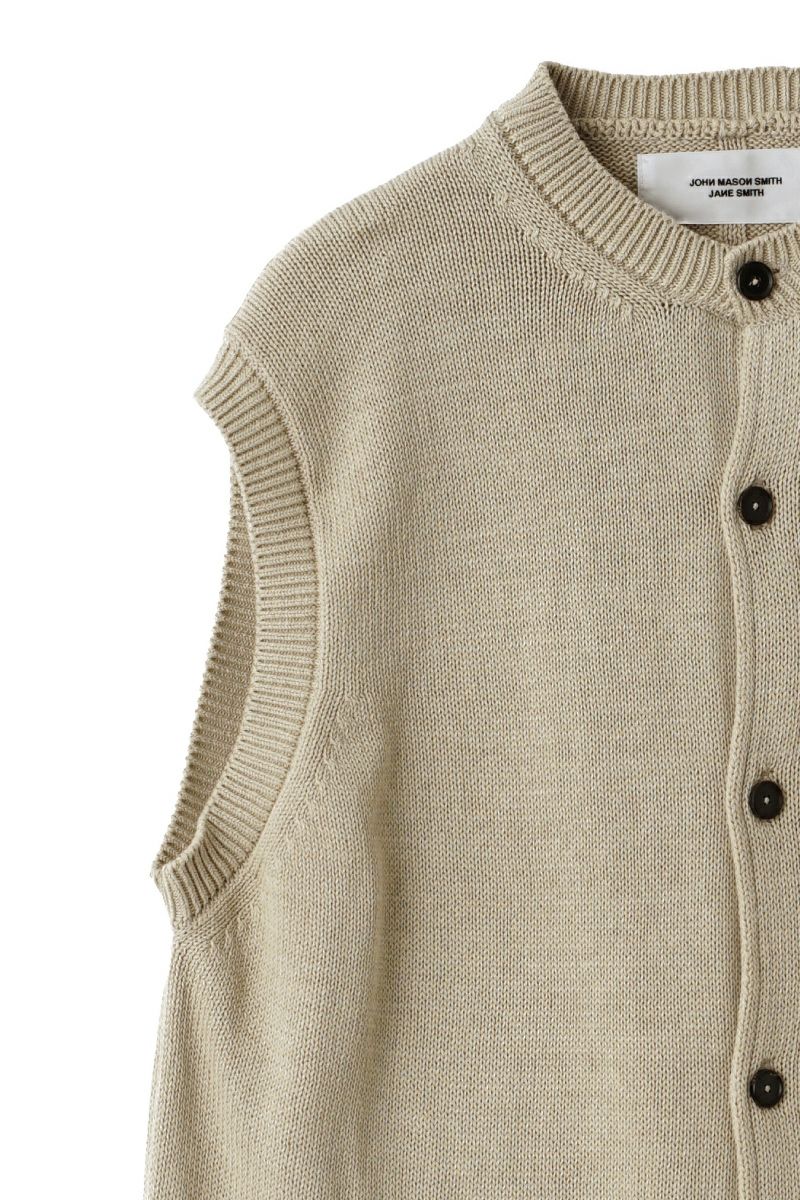 JANE SMITH(ジェーンスミス)7G CREW NECK FRONT BUTTON VEST クルーネックフロントボタンベスト 24SKN-#241S -2