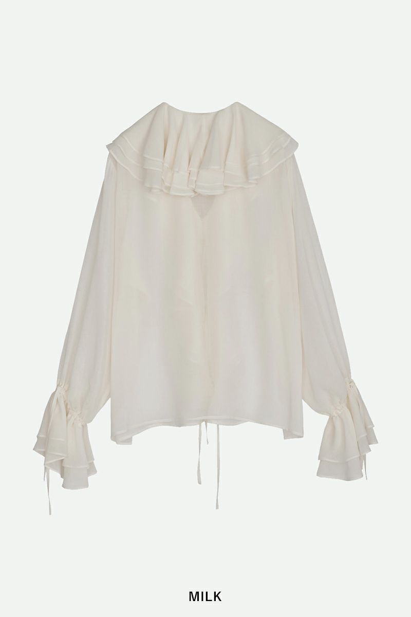 NOUNLESS(ナウンレス)AIRY RUFFLE OVER BLOUSE エアリーラッフルオーバーブラウス 112410430160 -12