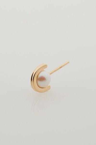 Hirotaka(ヒロタカ)Beluga Pearl Pierced Earring S ベルーガパールピアス - Yellow Gold