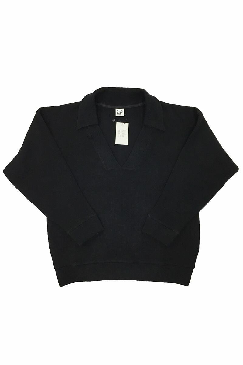 RICE NINE TEN(ライスナインテン)COLLARED V NECK SWEATER カラードVネックセーター KN-CV -1