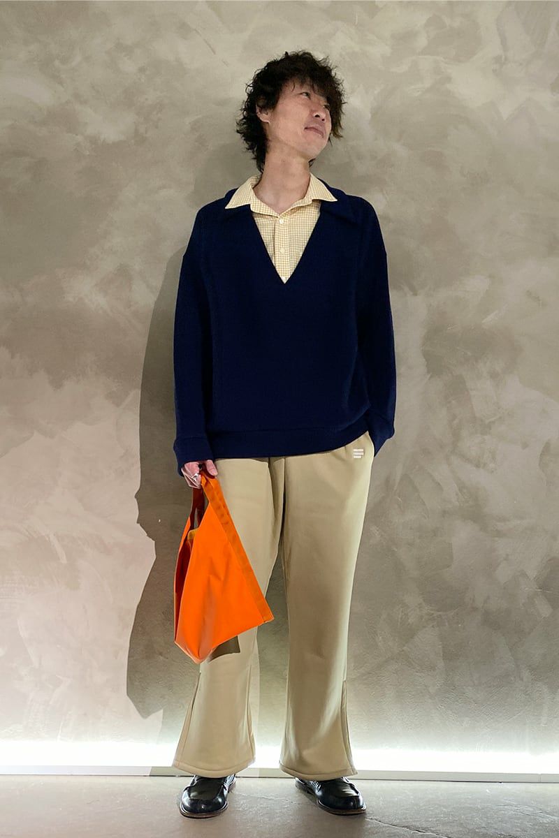RICE NINE TEN(ライスナインテン)COLLARED V NECK SWEATER カラードVネックセーター KN-CV -11
