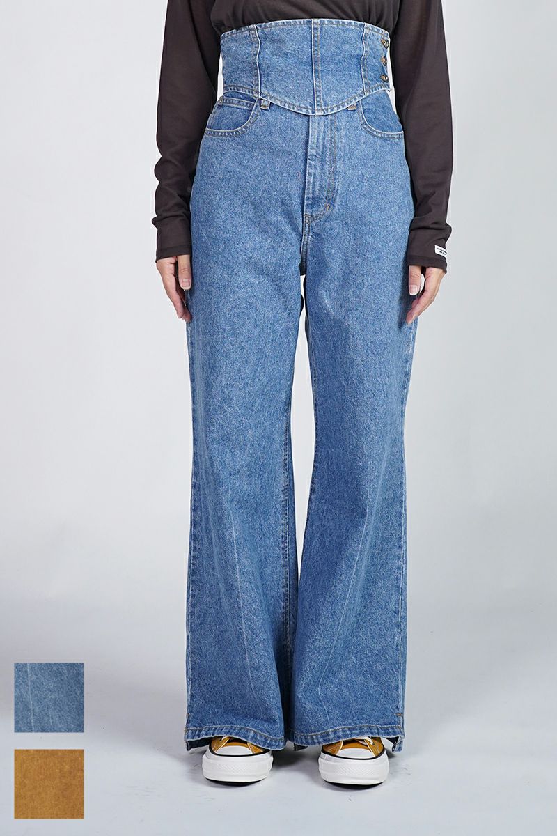NOUNLESS(ナウンレス)CORSET WITH WIDE DENIM PANTS コルセットワイドデニム 112410830200