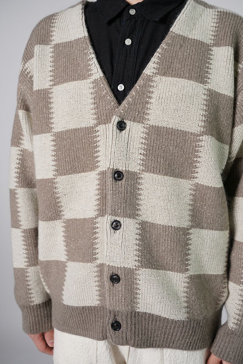 UNUSED(アンユーズド)Checkered flag cardigan　チェッカーフラッグVネックカーディガン US2364 -1