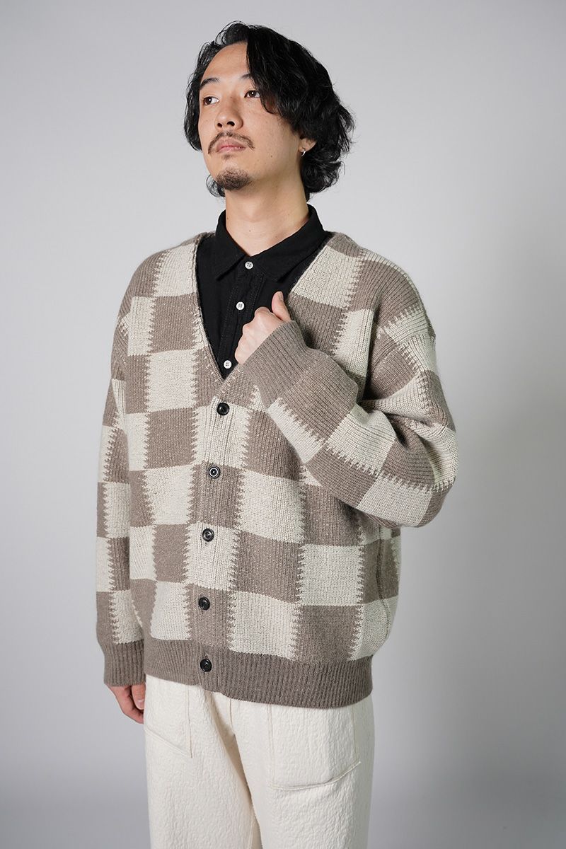 UNUSED(アンユーズド)Checkered flag cardigan　チェッカーフラッグVネックカーディガン US2364 -6