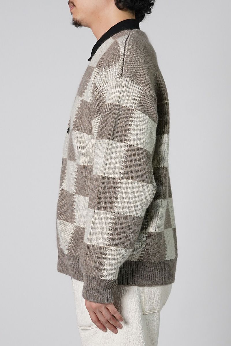 UNUSED(アンユーズド)Checkered flag cardigan　チェッカーフラッグVネックカーディガン US2364 -8