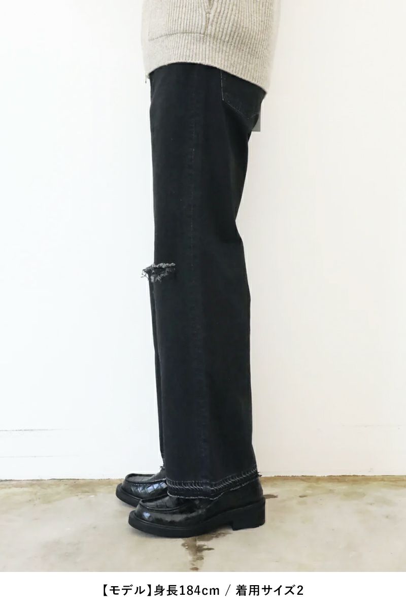 JieDa(ジエダ)DAMAGE LOOSE FIT DENIM ダメージルーズフィットデニム Jie-STD-PT17-USED-BK -14