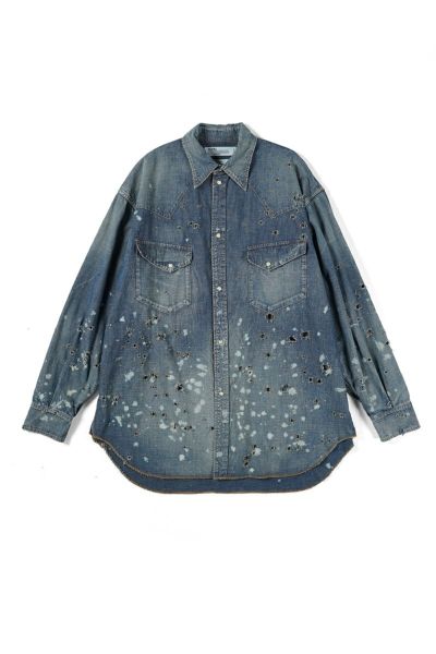 DAIRIKU(ダイリク)Damage Denim Western Over Shirt ダメージデニムウエスタンオーバーシャツ 24SS S-5