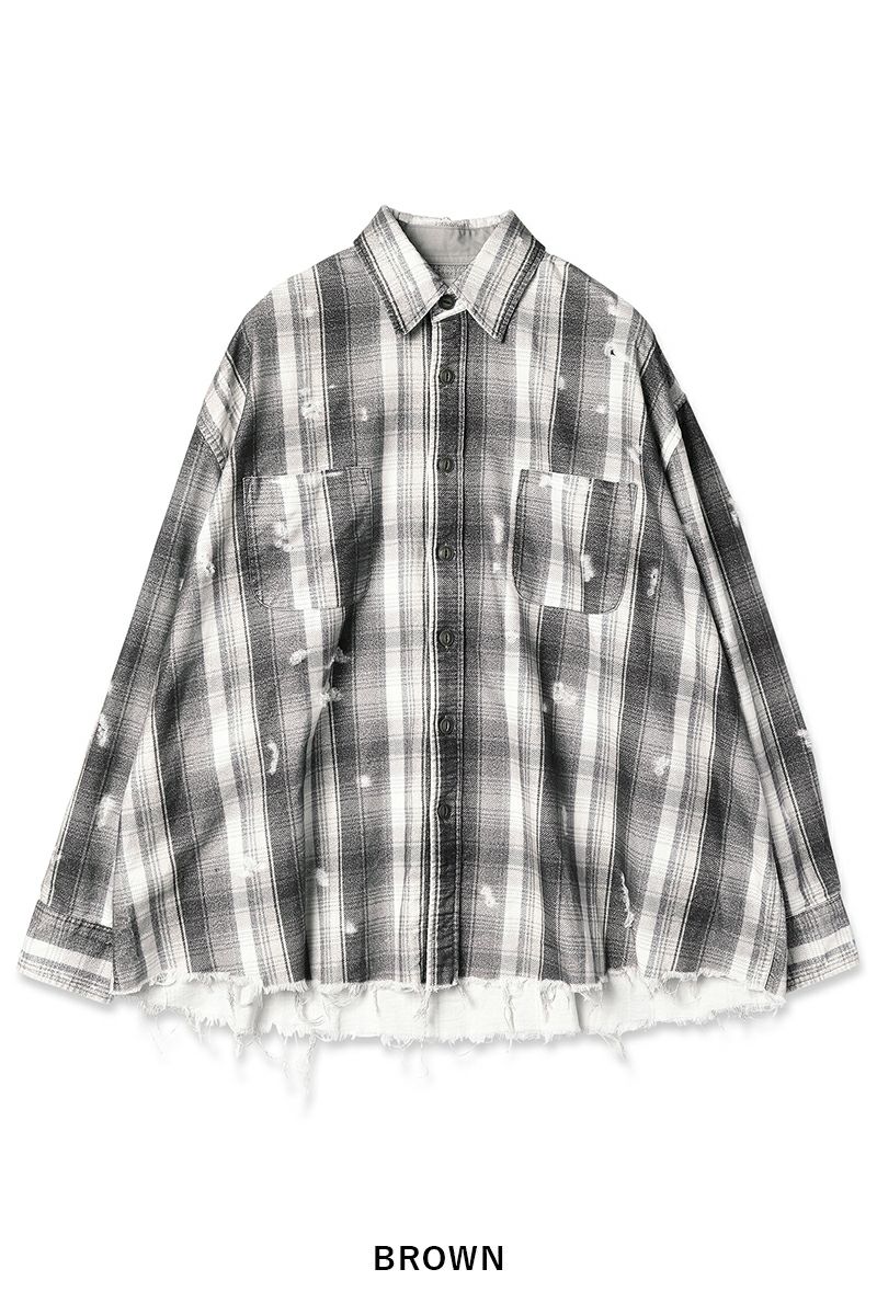 JieDa(ジエダ)FLANNEL DAMAGE SHIRT フランネルダメージシャツ Jie-23W-SH07-A -12