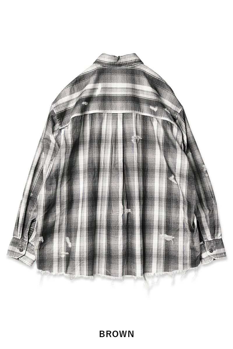 JieDa(ジエダ)FLANNEL DAMAGE SHIRT フランネルダメージシャツ Jie-23W-SH07-A -13