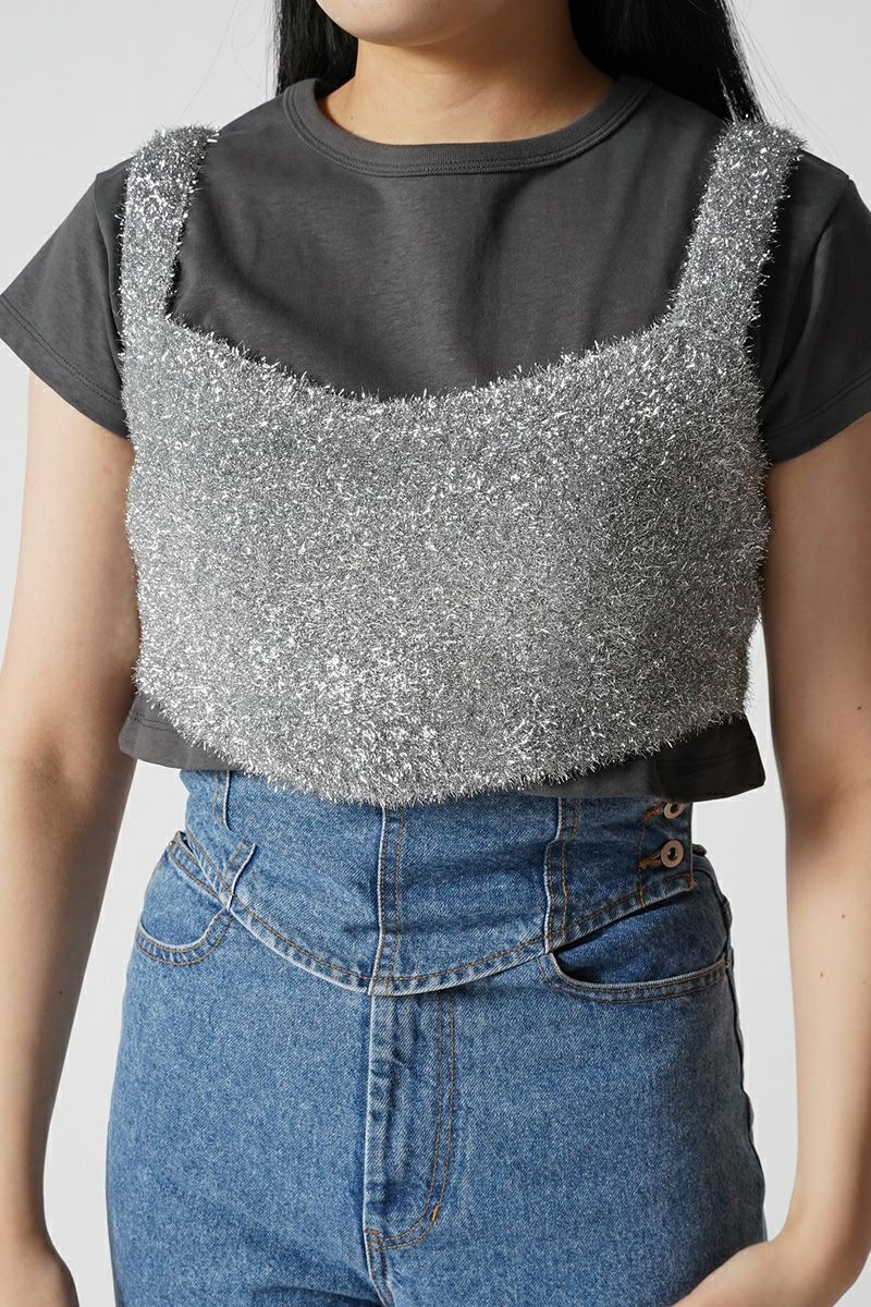 NOUNLESS(ナウンレス)GLITTER KNIT BUSTIER グリッターニットビスチェ 112410130240 -1