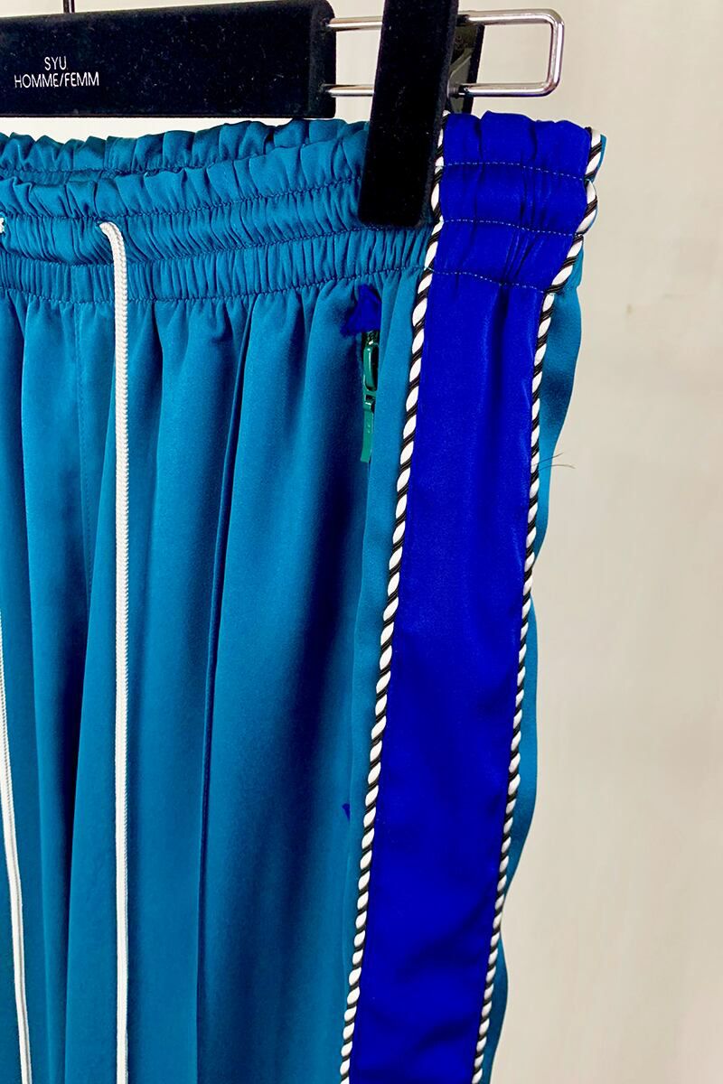 SYU.HOMME FEMM(シュウ オム フェム)Hang-out Pajama pants -Black / GreenBlue- H21SS-14 -2