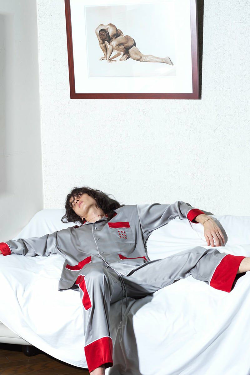 SYU.HOMME FEMM(シュウ オム フェム)Hang-out Pajama pants -Black / GreenBlue- H21SS-14 -3