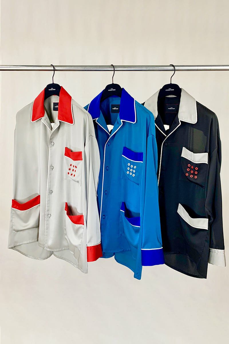 SYU.HOMME FEMM(シュウ オム フェム)Hang-out Pajama shirts -Black / GreenBlue- H21SS-08