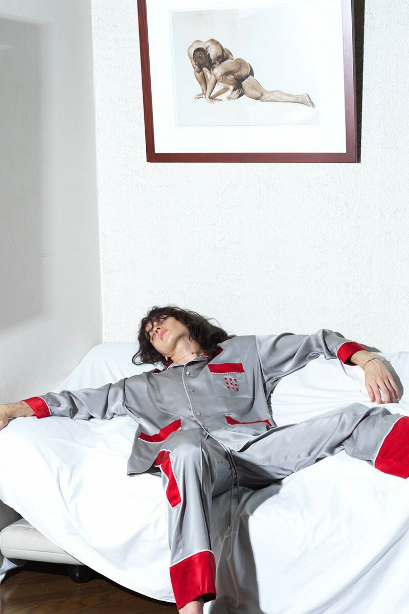 SYU.HOMME FEMM(シュウ オム フェム)Hang-out Pajama shirts -Black / GreenBlue- H21SS-08 -5