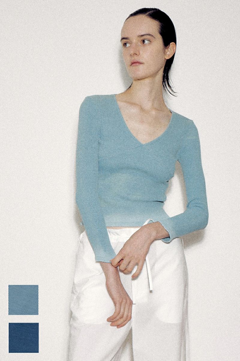 VERSO(ヴェルソ)Indigo Dyeing Long Sleeve Jersey Top インディゴダイ長袖ジャージートップ VRS24SSTOP002