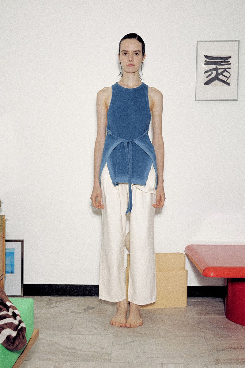 VERSO(ヴェルソ)Indigo Dyeing Wrap Sleeveless ラップノースリーブ VRS24SSTOP009 -1