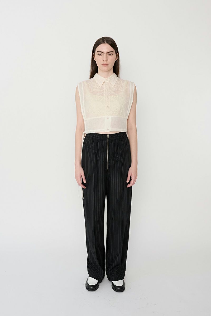 JANE SMITH(ジェーンスミス)LINEN MESH EMBROIDERY SHIRT BIBS リネンメッシュ刺繍シャツ 24SSH-#238S -1