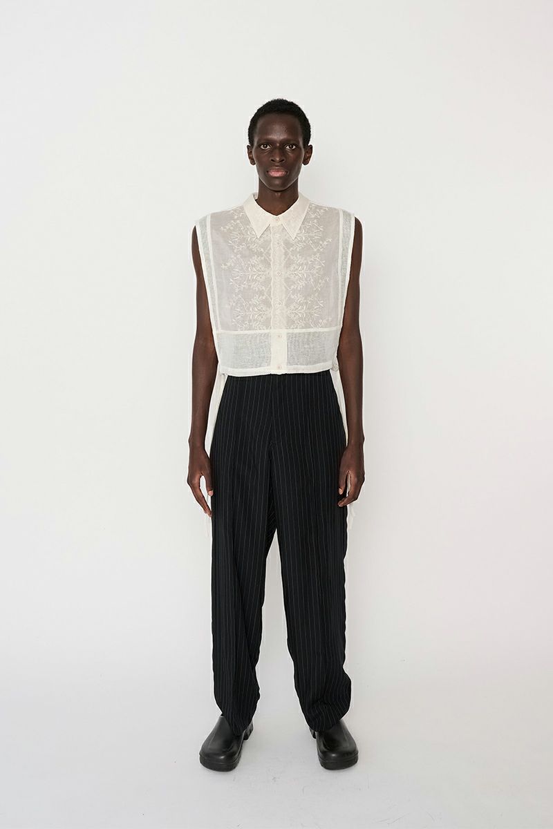 JANE SMITH(ジェーンスミス)LINEN MESH EMBROIDERY SHIRT BIBS リネンメッシュ刺繍シャツ 24SSH-#238S -4