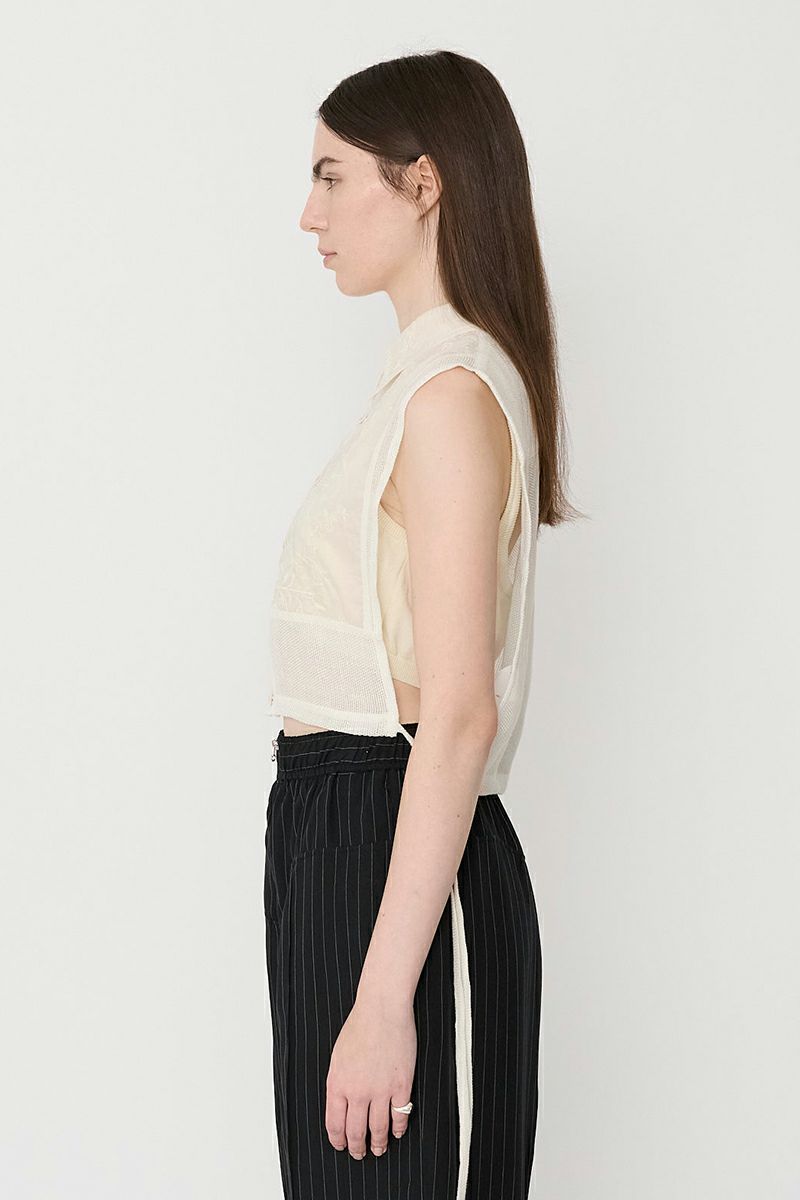 JANE SMITH(ジェーンスミス)LINEN MESH EMBROIDERY SHIRT BIBS リネンメッシュ刺繍シャツ 24SSH-#238S -8