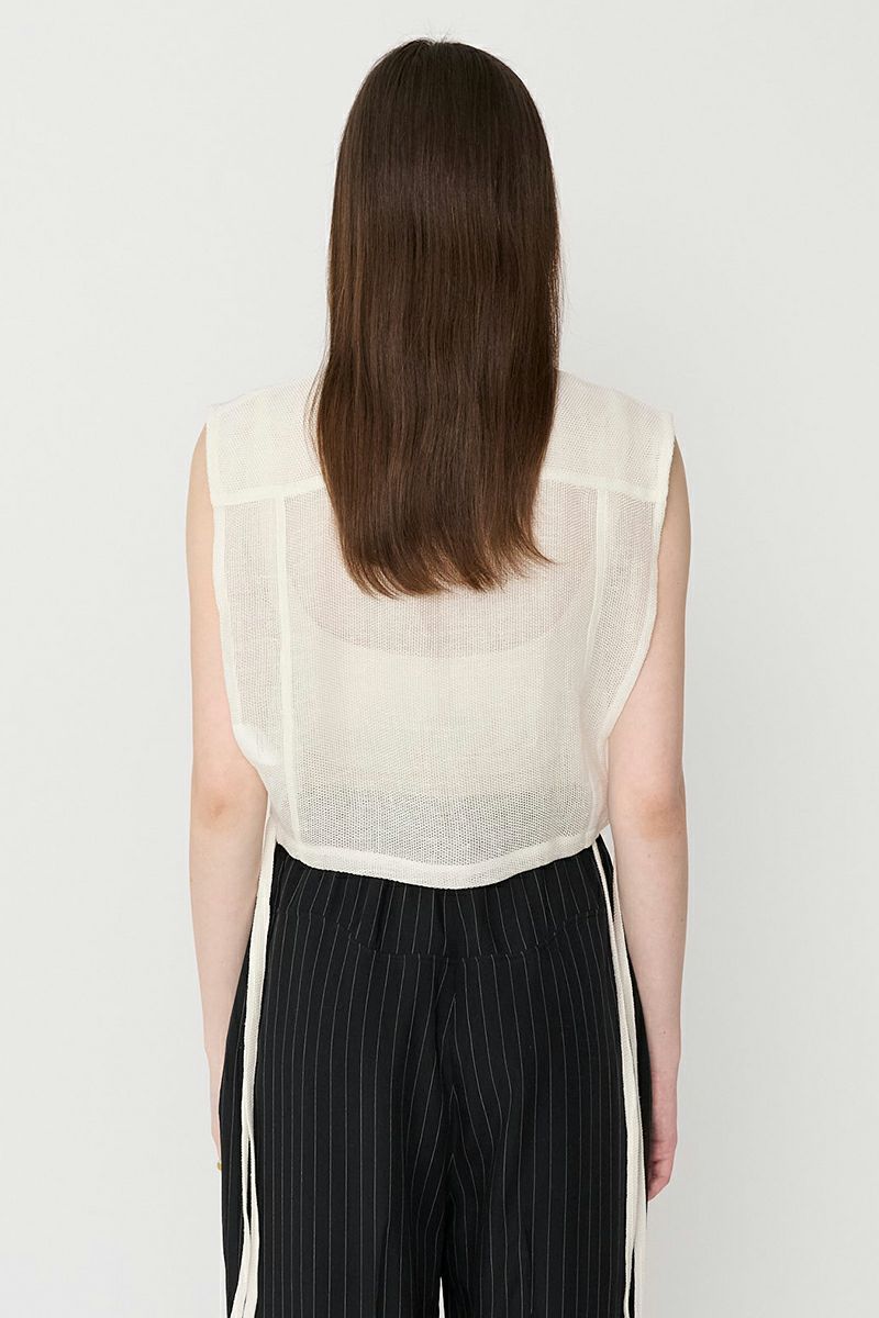 JANE SMITH(ジェーンスミス)LINEN MESH EMBROIDERY SHIRT BIBS リネンメッシュ刺繍シャツ 24SSH-#238S -9