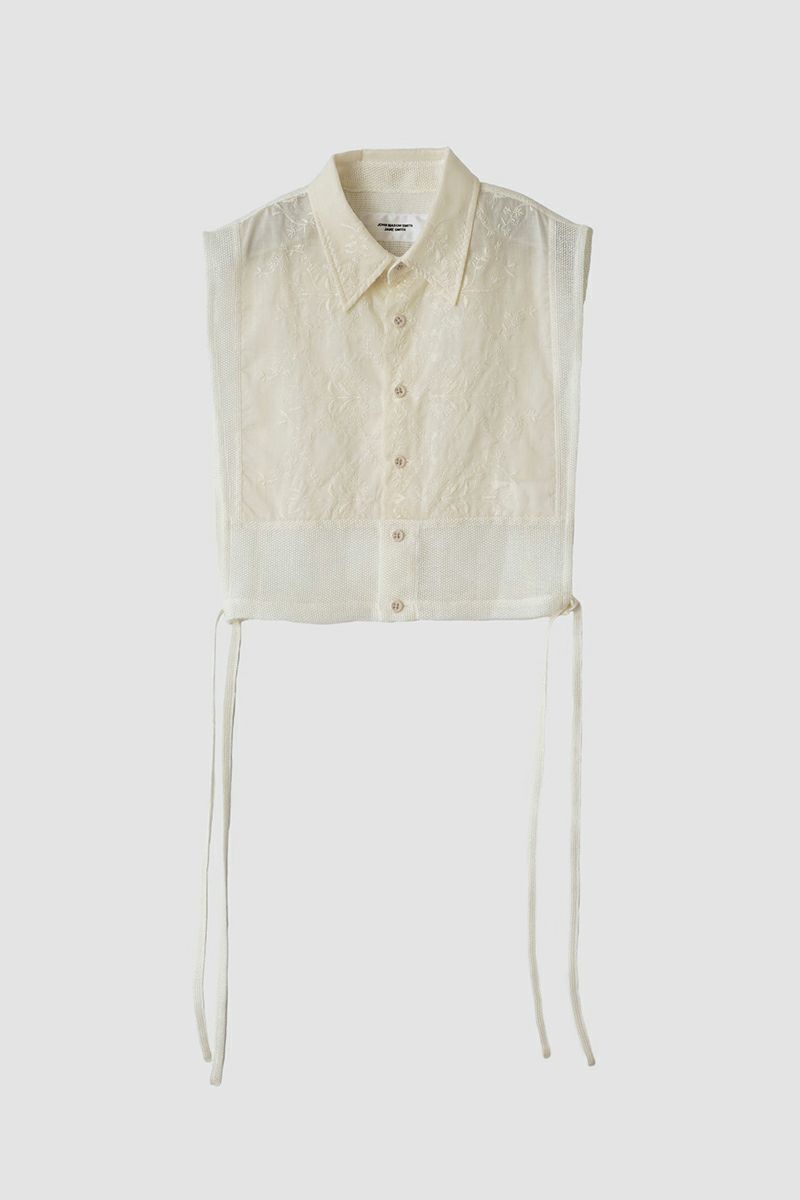 JANE SMITH(ジェーンスミス)LINEN MESH EMBROIDERY SHIRT BIBS リネンメッシュ刺繍シャツ 24SSH-#238S -10