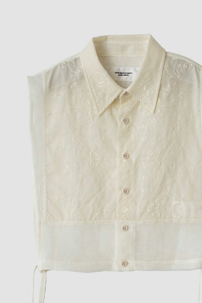 JANE SMITH(ジェーンスミス)LINEN MESH EMBROIDERY SHIRT BIBS リネンメッシュ刺繍シャツ 24SSH-#238S -11