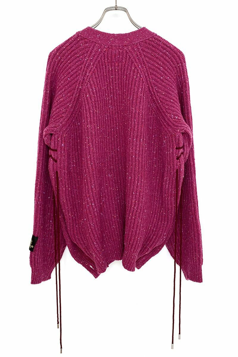 SYU.HOMME FEMM(シュウ オム フェム)Laceup Knit cardigan レースアップニットカーディガン H21AW-14 -2