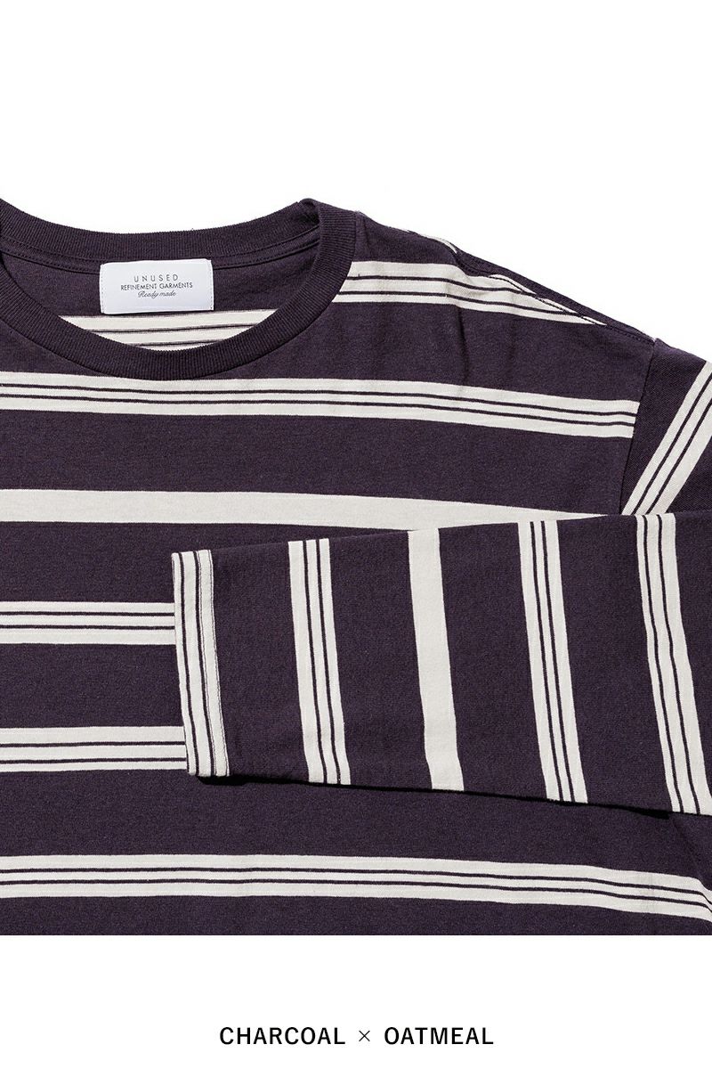 Unused アンユーズド  ボーダーロンティー US2390 Black Long-sleeve border T-shirt | UNUSED