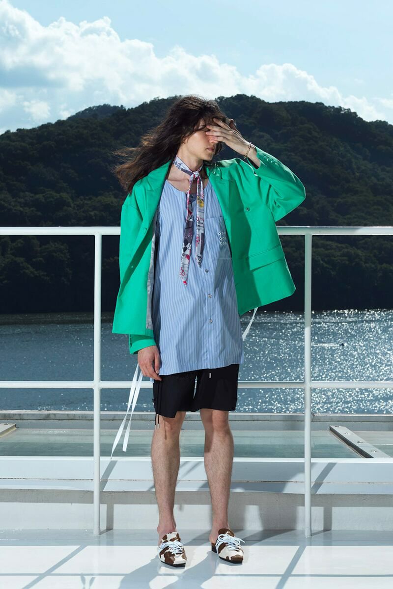 SYU.HOMME FEMM(シュウ オム フェム)Love slacks shorts -Black / Gray- H21SS-12-1 -4