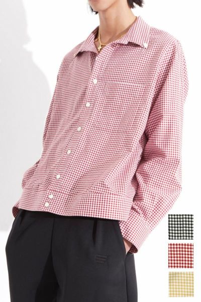 RICE NINE TEN(ライスナインテン)OPEN COLLAR GINGHAM CHECK BUTTON DOWN SHIRT オープンカラーギンガムチェックボタンダウンシャツ SH-OPBD-GC