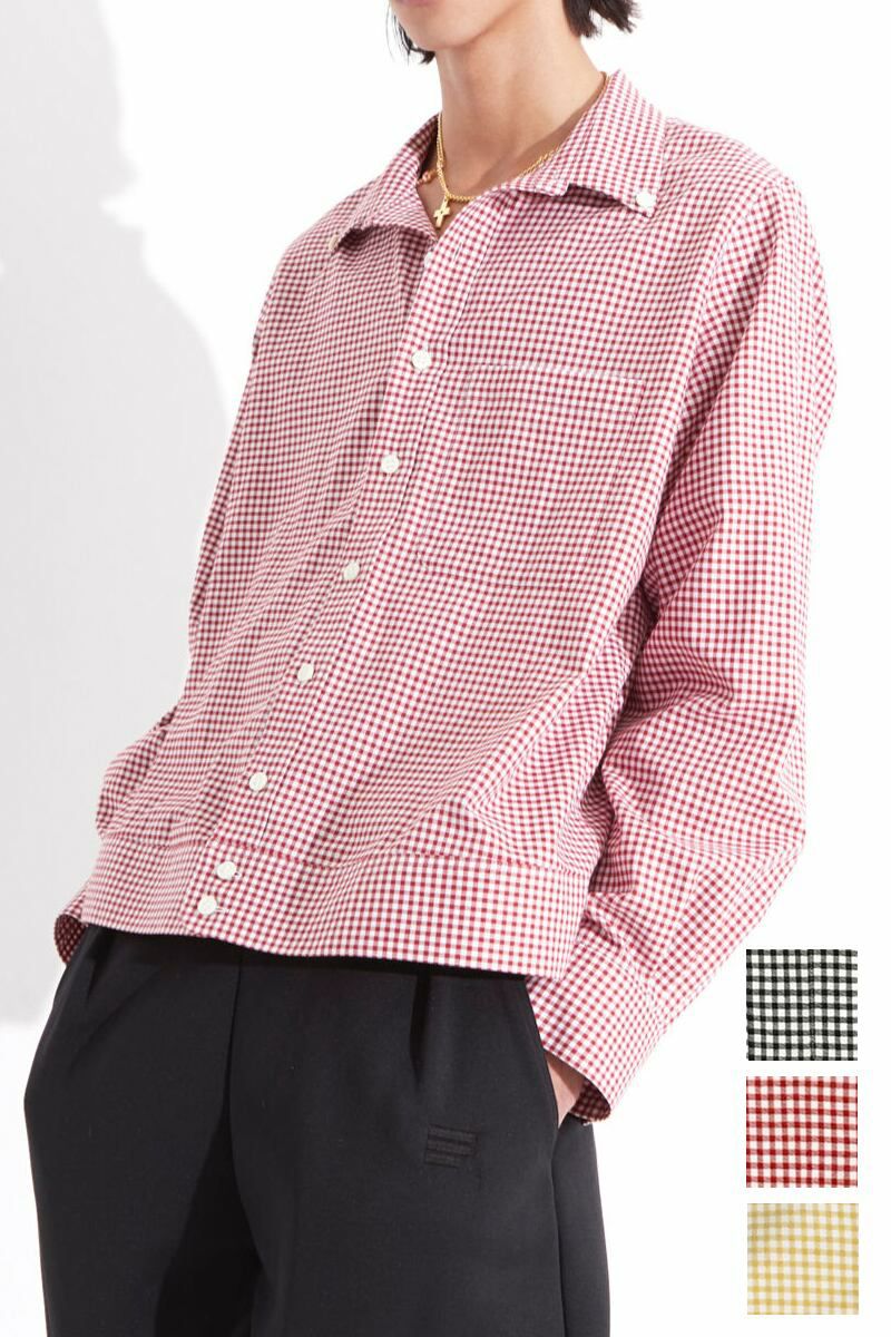 RICE NINE TEN(ライスナインテン)OPEN COLLAR GINGHAM CHECK BUTTON DOWN SHIRT オープンカラーギンガムチェックボタンダウンシャツ SH-OPBD-GC