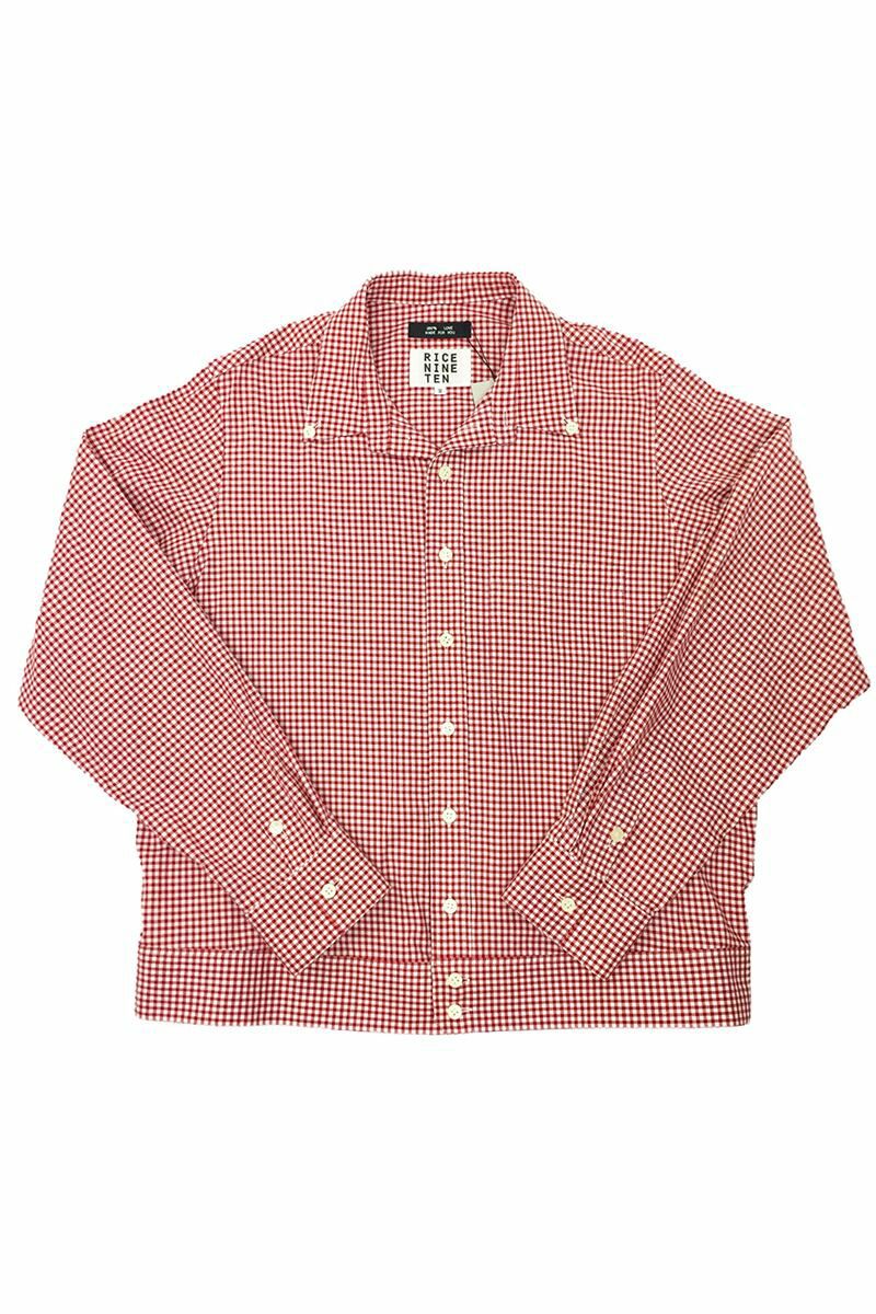 RICE NINE TEN(ライスナインテン)OPEN COLLAR GINGHAM CHECK BUTTON DOWN SHIRT オープンカラーギンガムチェックボタンダウンシャツ SH-OPBD-GC -7