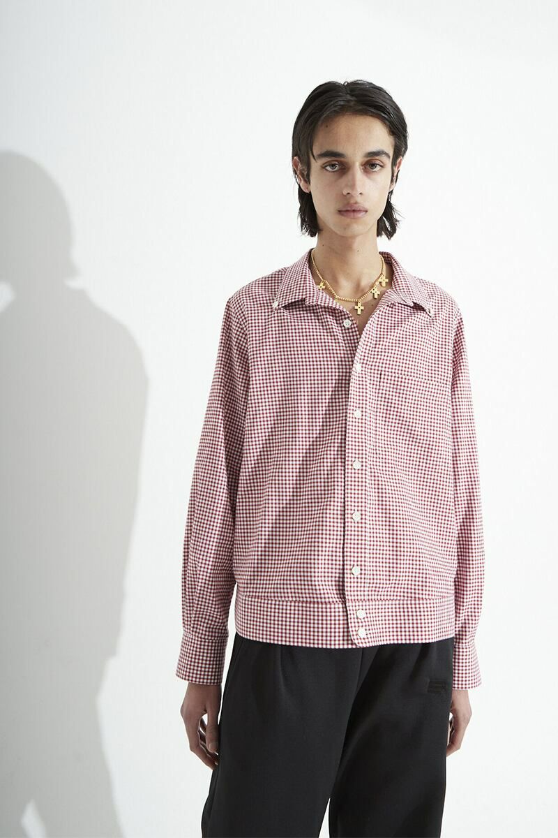 RICE NINE TEN(ライスナインテン)OPEN COLLAR GINGHAM CHECK BUTTON DOWN SHIRT オープンカラーギンガムチェックボタンダウンシャツ SH-OPBD-GC -13