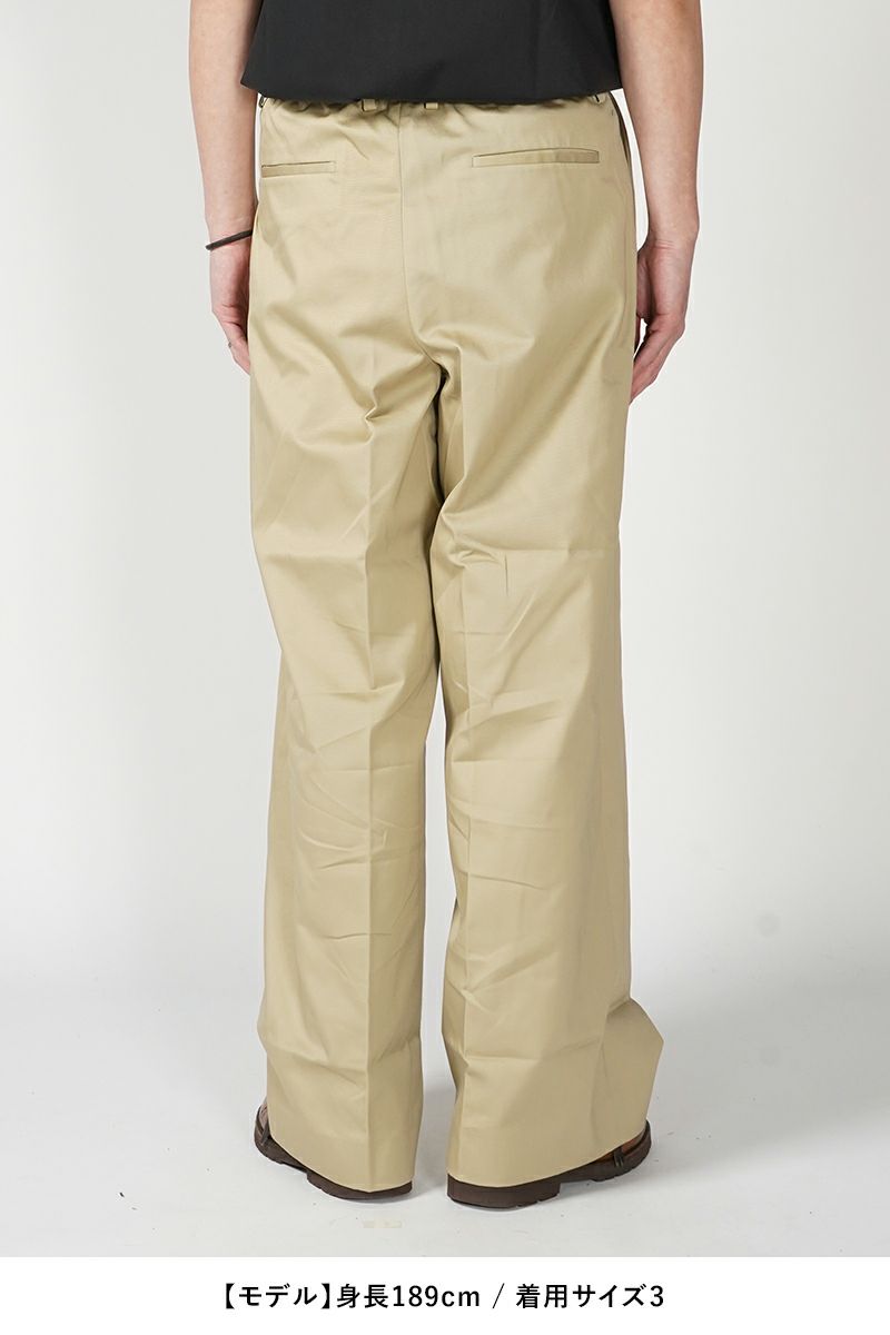 パンツ SOFTHYPHEN CHINO STRAIGHT WIDE TROUSERS SOFTHYPHEN Chino Tucked Extra Wide Pants in Light Brown