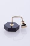 Hirotaka(ヒロタカ)Orbital White Topaz with Onyx Backing Pierced Earring オービタルホワイトトパーズオニキスピアス - Yellow Gold -1