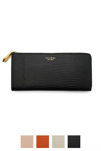 VIOLAd'ORO(ヴィオラドーロ)PORTA リザード型押しレザー L字型財布 V-5039