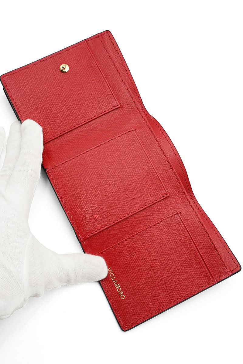 VIOLAd'ORO(ヴィオラドーロ)PORTA リザード型押しレザー 三つ折りミニウォレット V-5045 -4