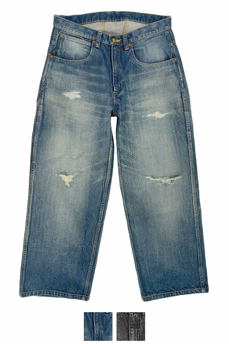 RICE NINE TEN(ライスナインテン)RIPPED DISTRESSED WIDE JEANS リップド ディストレスド ワイドジーンズ DPT-RDW