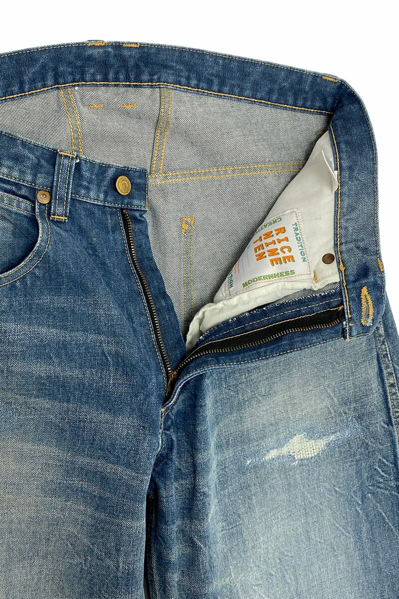 RICE NINE TEN(ライスナインテン)RIPPED DISTRESSED WIDE JEANS リップド ディストレスド ワイドジーンズ DPT-RDW -5