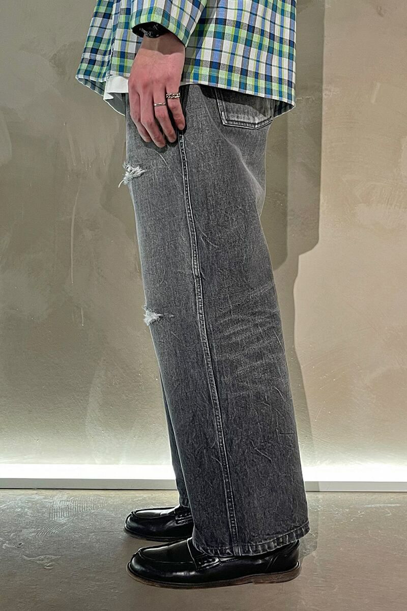 RICE NINE TEN(ライスナインテン)RIPPED DISTRESSED WIDE JEANS リップド ディストレスド ワイドジーンズ DPT-RDW -14