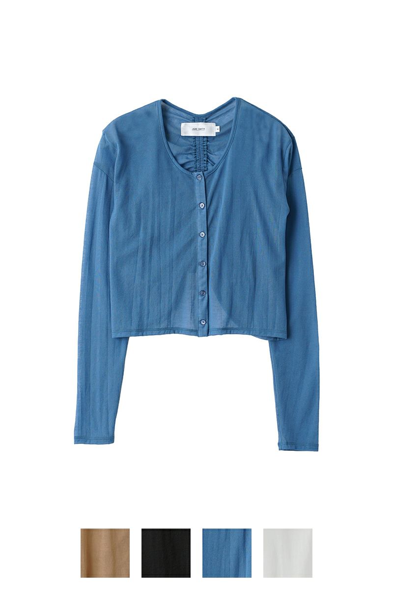 JANE SMITH(ジェーンスミス)SHEER BACK GYATHER CADIGAN シアーバックギャザーカーディガン 24SCT-#328L