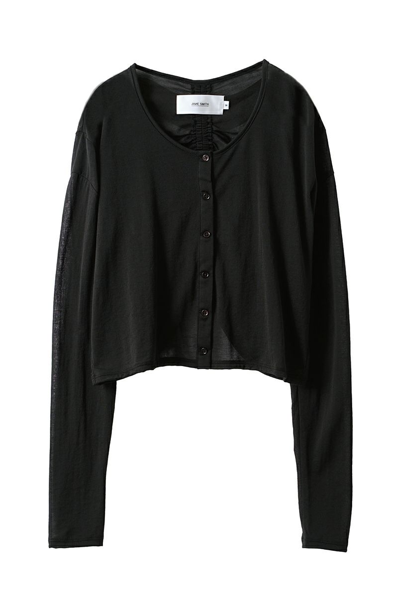 JANE SMITH◆カーディガン(厚手)/36/コットン/BLK/無地/24SCT-#328L// JANE SMITH(ジェーンスミス) | グラフペーパー,フレッシュ