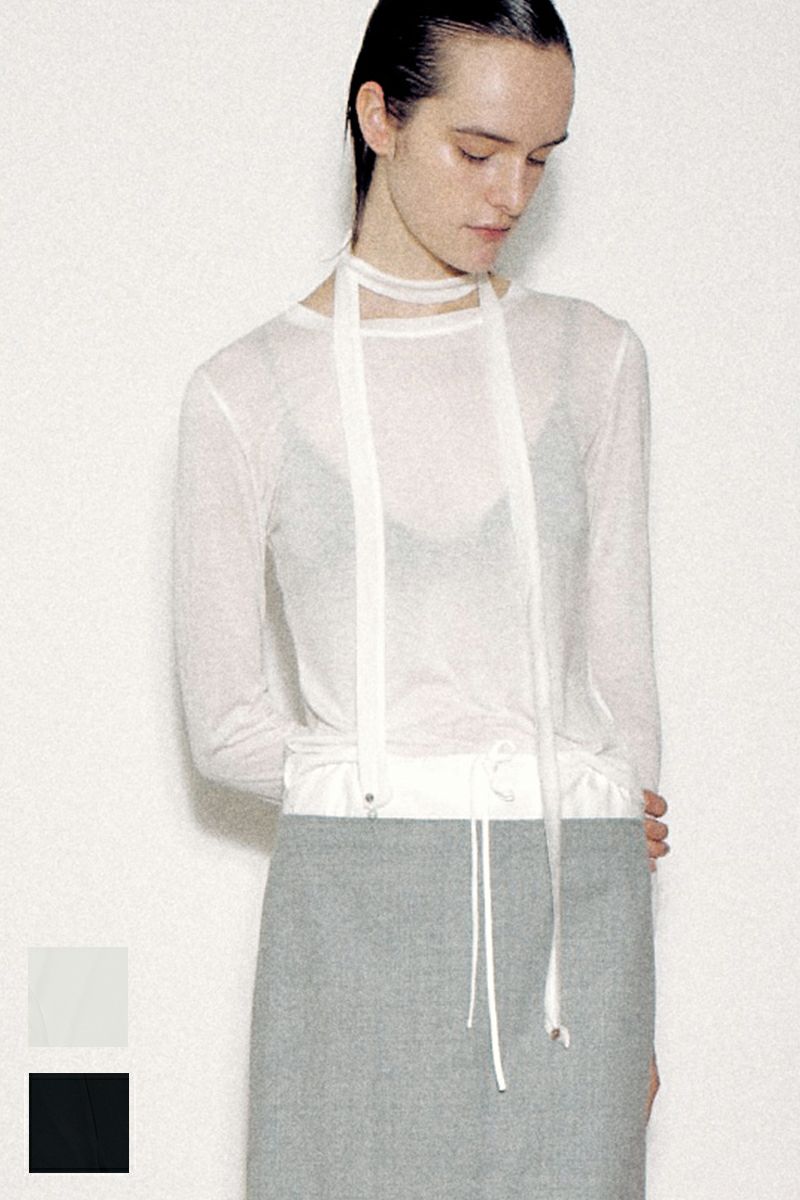 VERSO(ヴェルソ)Scarf Long Sleeve Jersey Top スカーフ長袖ジャージートップ VRS24SSTOP001