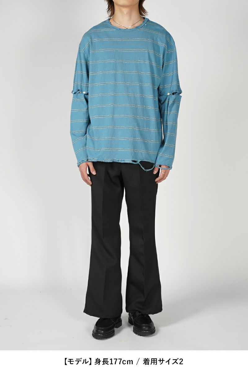 FACCIES(ファッチーズ)VINTAGE DAMAGE BD LS ヴィンテージダメージボーダー長袖カットソー F24S02003-2 -5