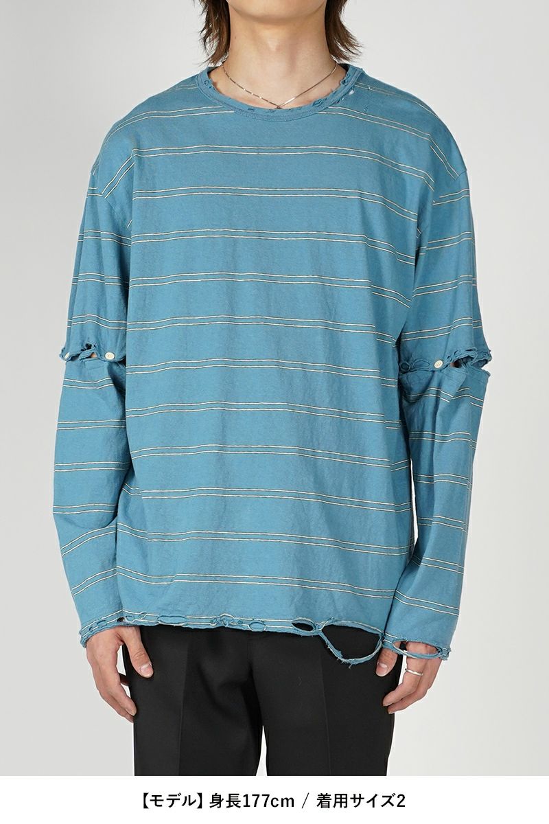 FACCIES(ファッチーズ)VINTAGE DAMAGE BD LS ヴィンテージダメージボーダー長袖カットソー F24S02003-2 -13