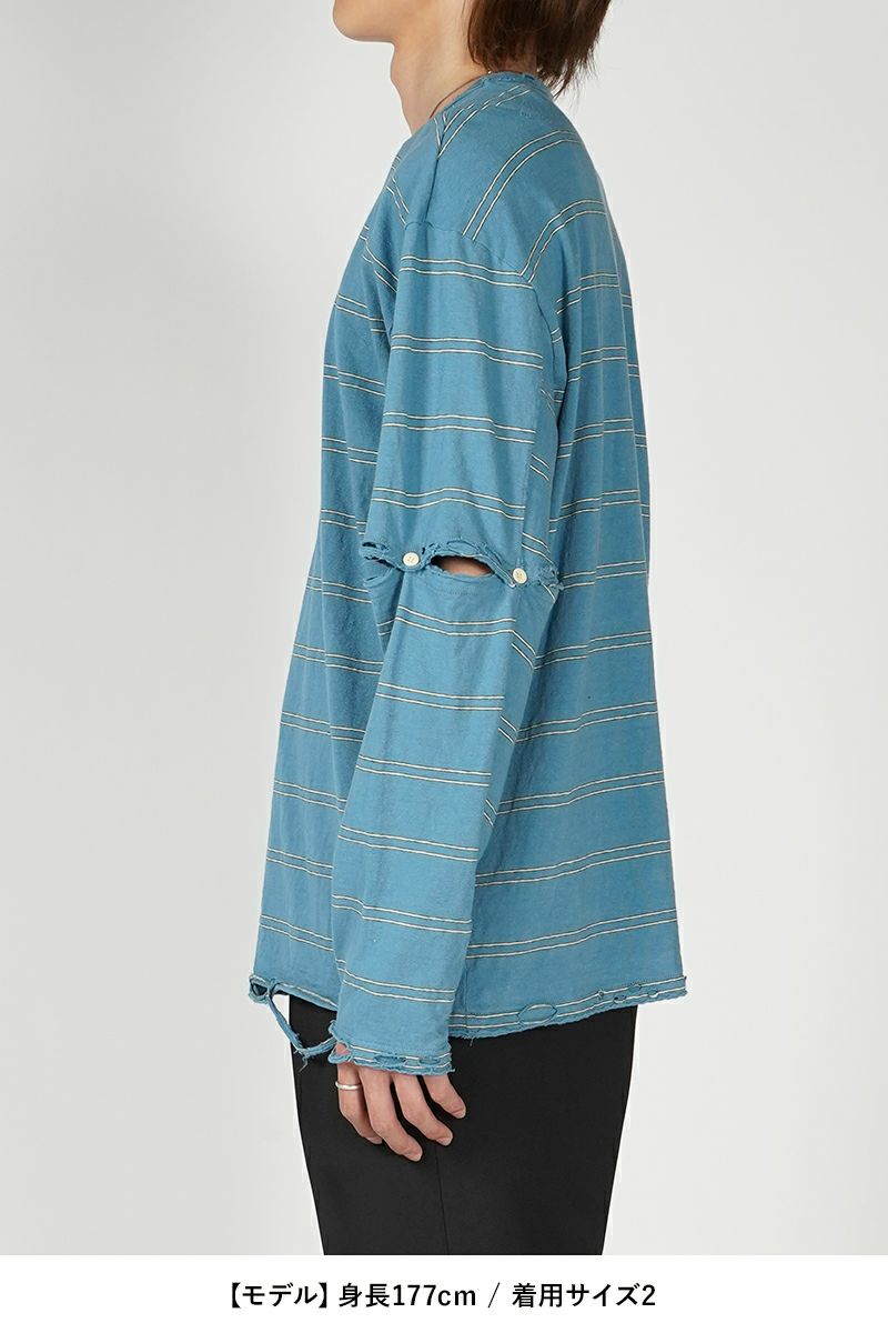 FACCIES(ファッチーズ)VINTAGE DAMAGE BD LS ヴィンテージダメージボーダー長袖カットソー F24S02003-2 -14