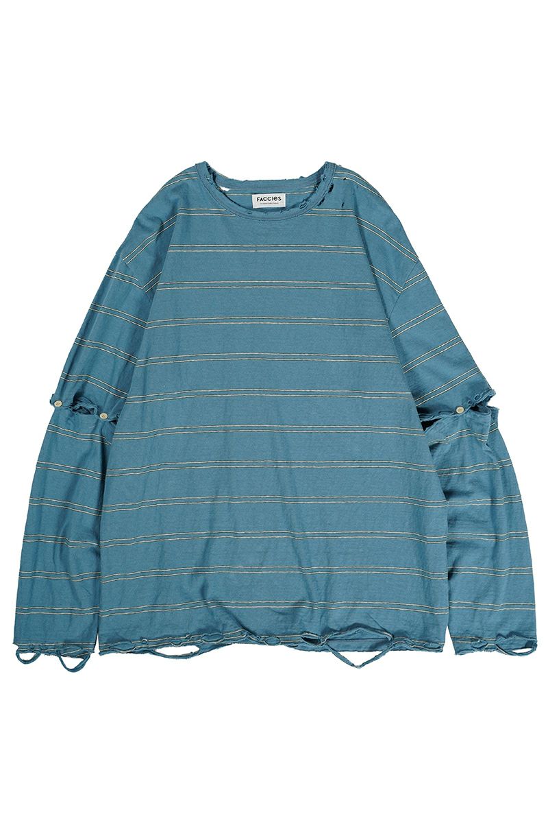 FACCIES(ファッチーズ)VINTAGE DAMAGE BD LS ヴィンテージダメージボーダー長袖カットソー F24S02003-2 -16