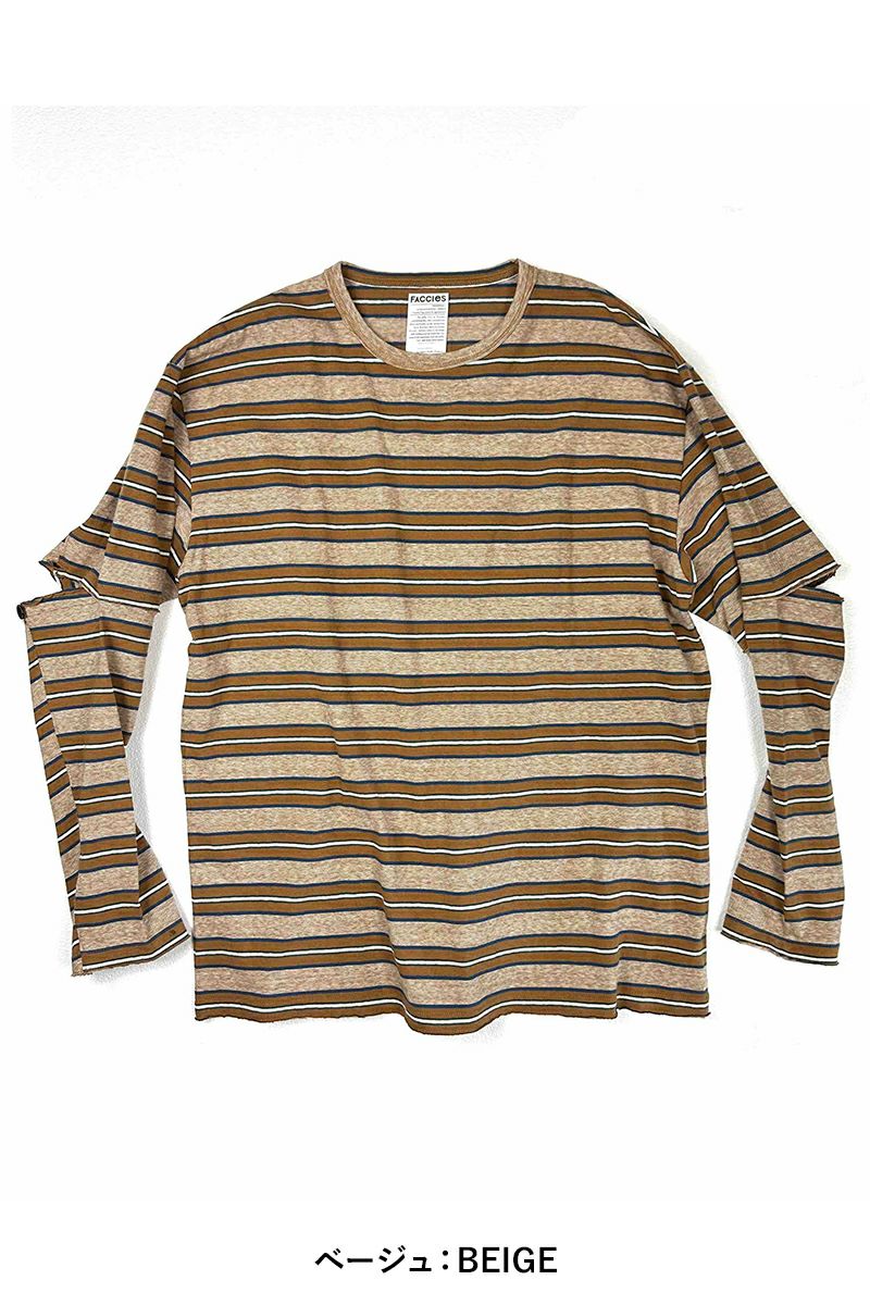 FACCIES(ファッチーズ)VINTAGE ELBOW CUT BD LS ヴィンテージエルボーカットボーダー長袖カットソー F23W02004 -9